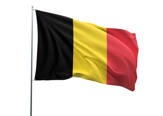 Belgium Flag 3d illustration of the waving national flag with a white isolated background