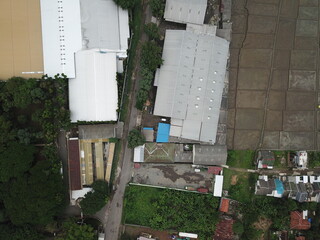 Top view of modern roof of a villager's house
