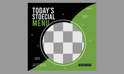 Socil media tody`s stoecil food menu template vector design