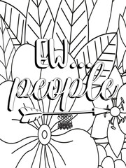 Funny-Quotes Coloring pages. Coloring page for adults and kids. Vector Illustration.