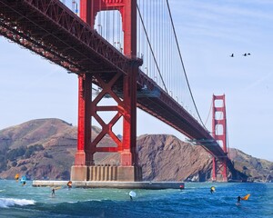 Kite Surfers under Golden Gate.