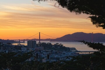 Beautiful sunset over Golden Gate