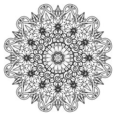 Circular pattern in form of mandala for Henna, Mehndi, tattoo, decoration. Decorative ornament in ethnic oriental style. Coloring book page.
