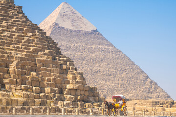 Giza, Egypt; July 27, 2022 - A view of the pyramids at Giza, Egypt