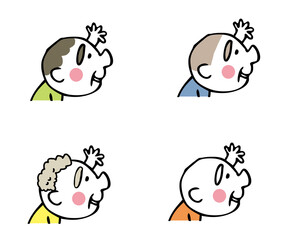 右向きで手をふる高齢者セット