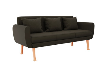 Black sofa Modern style sofa in the living room rendering 3d illustration png file