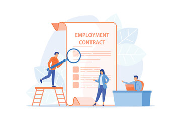 Employee hiring. Business document. HR management. Employment agreement, employment contract form, employee and employer relations concept.