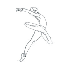 continuous line illustration of ballet dancer