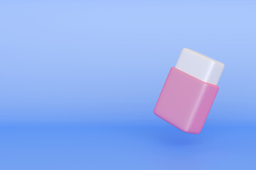 3d writing accessories - eraser. Element for back to school, learning and online education banners. High quality isolated render