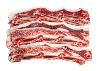 Cross Cut Short Ribs beef isolated on white background, Beef Short Ribs (Sliced) on white background PNG file.