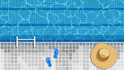 swimming pool blue texture top view. Vector illustration