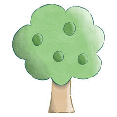 Tree watercolor illustration.