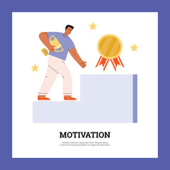 Banner or poster about gamification flat style, vector illustration