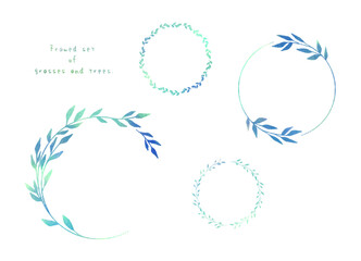 水彩葉っぱのフレームセット