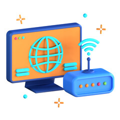 3d icon illustration web internet wifi wireless connection
