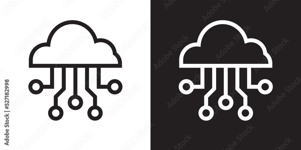 Aufkleber Cloud network outline style icon design vector. Big data server system symbol illustration.	
