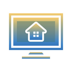 monitor home logo gradient design template icon element