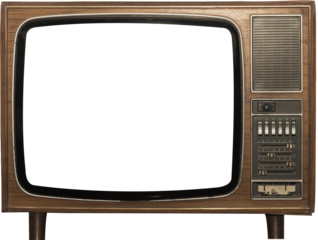 Vintage television with cut out screen on Isolated
