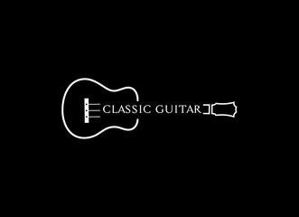acoustic guitar logo design vector template
