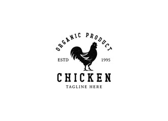 Chicken logo, Fried chicken restaurant, Rooster mascot, chicken farm and egg vector illustration.