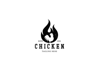 Chicken logo, Fried chicken restaurant, Rooster mascot, chicken farm and egg vector illustration.