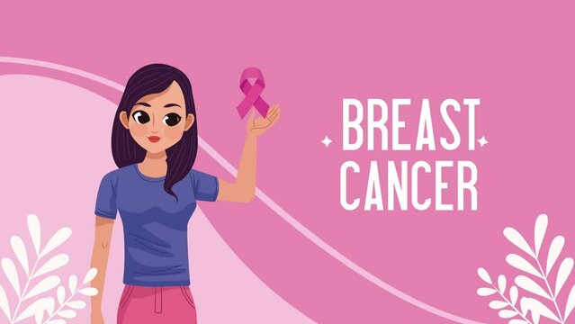 breast cancer awareness lettering animation