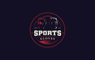 Fighter Gloves Sports Logo Design Emblem Template