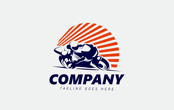 Superbike Logo Design Template. Motorcycle Racer Rider Racing Team Badge Icon.
