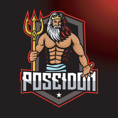 poseidon mascot gaming logo design