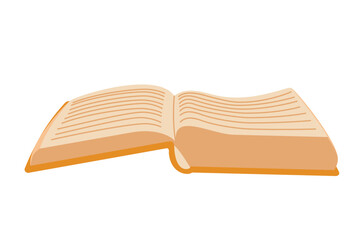 Open book for reading and education. Isolated on white background, flat vector cartoon illustration, clipart.