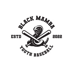 black mamba mascot baseball logo design vector - obrazy, fototapety, plakaty