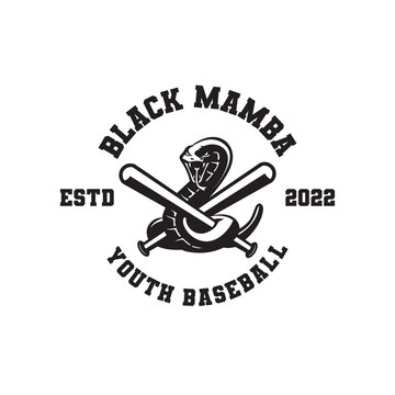 black mamba mascot baseball logo design vector
