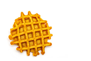 Fresh waffles with honey isolated on white background.Top view
