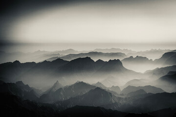 mountains and clouds