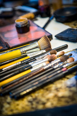 Fototapeta premium Make up artist brushes and pallets