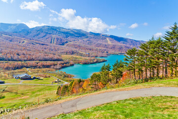 Obraz premium Tashiro Lake in Echigo Yuzawa, Niigata Prefecture, Japan.