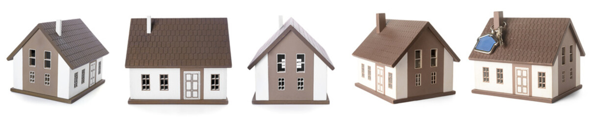 Models of house on white background