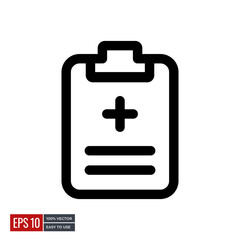 Medical checklist icon vector. minimal line icons perfect for health web or app designs. Simple illustration.