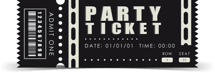 Sample ticket to enter the party. Modern ticket card template. Vector.