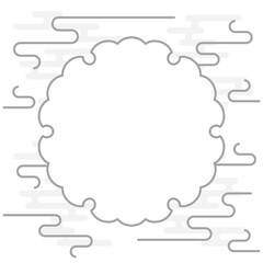 和風のフレームと日本の伝統文様　ベクターイラスト　灰色