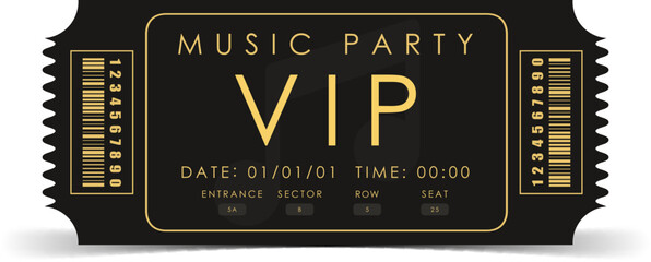 Naklejka premium Sample ticket for a musical concert. Ticket design template. Vector illustration.
