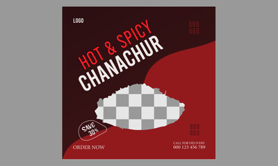 Socil media post hot and spicyn chanacur food design template.