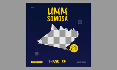 Socil media post somosa food design template.