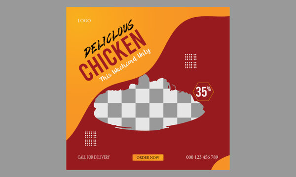 Socil media post chicken food design template