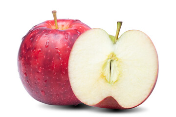 sliced apple on isolated white background with clipping path.