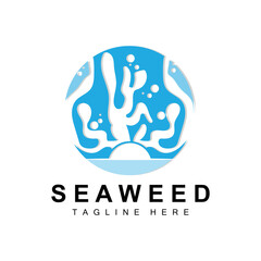 Seaweed Logo Design, Underwater Plant Illustration, Cosmetics And Food Ingredients