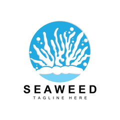 Seaweed Logo Design, Underwater Plant Illustration, Cosmetics And Food Ingredients