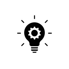 Innovation icon. Simple solid style. Light bulb and cog inside, gear, idea, solution concept. Glyph vector illustration isolated on white background. EPS 10.
