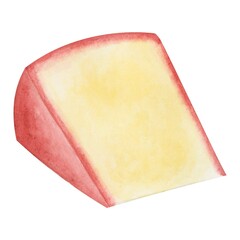 Cheese watercolor illustration. Hand drawn food clipart element