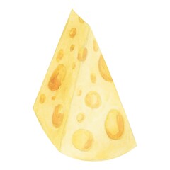 Cheese watercolor illustration. Hand drawn food clipart element